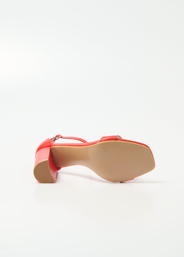 Sandales talon haut bout carré à brides Rouge