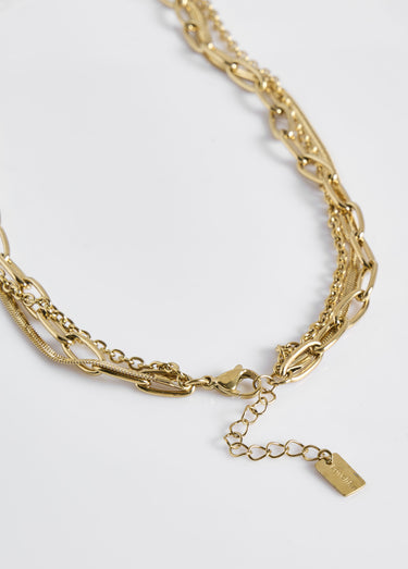 Collier multi rangs fantaisie acier inox Dore