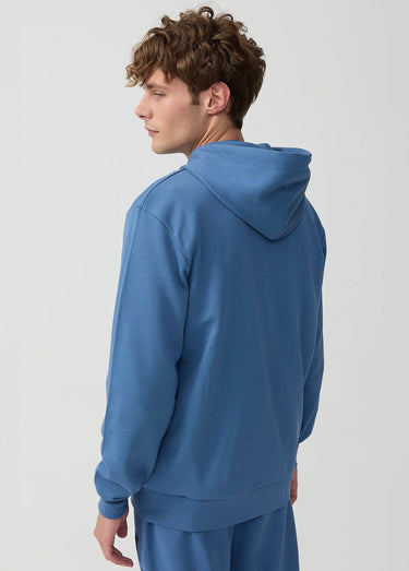 Sweat shirt zippé à capuche, kangourou Indigo