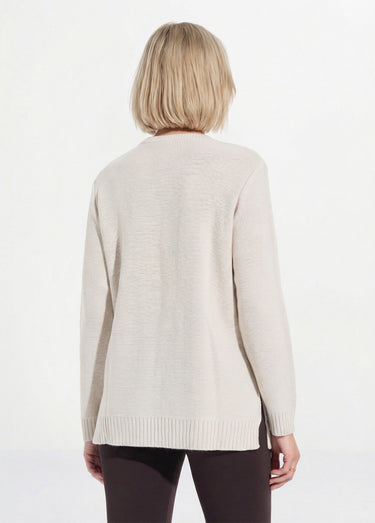 Pull-tunique col rond manches longues Beige