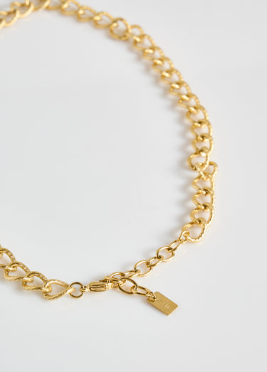 Collier gourmette ras de cou en acier Dore