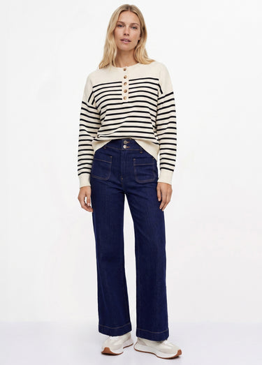 Jean flare taille haute, spécial PETITE Brut