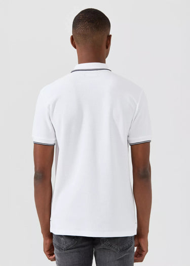 Polo manches courtes détails contrastés Blanc