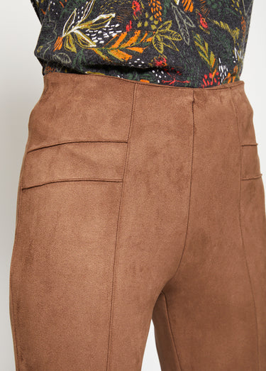 Pantalon droit ceinture élastiquée maille suédée Camel