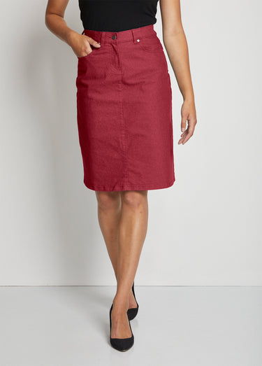 Jupe MORPHOSTYLE en jean couleur stretch Grenat