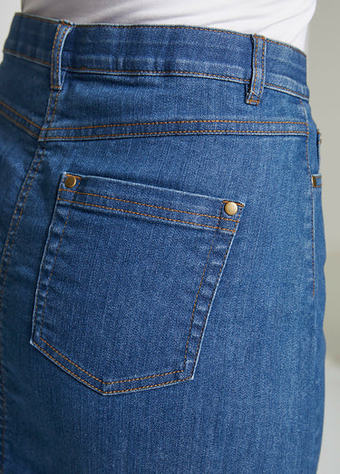 Jupe trapèze en jean stretch Bleu