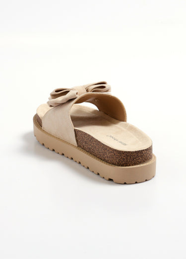 Mules suédine anatomiques nœud fantaisie Beige