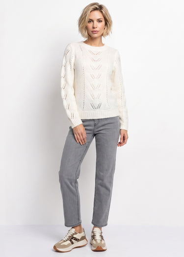 Pull doux en maille fantaisie Ecru