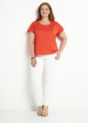 T-shirt brodé ajouré manches courtes Capucine