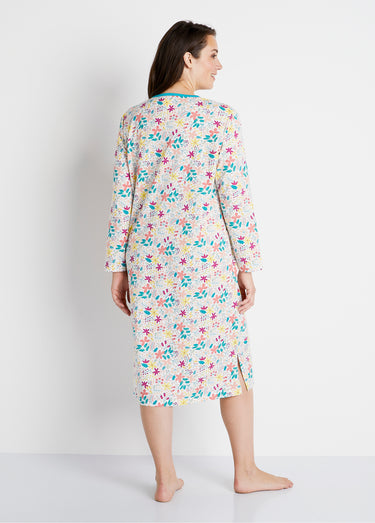 Chemise de nuit mi-longue manches longues Imprime Canard