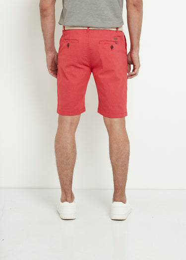 Bermuda petits motifs à revers + ceinture Rouge