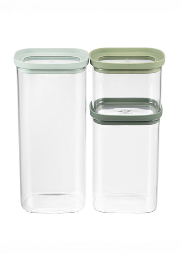 Set 3 bocaux de conservation assortis verre Vert