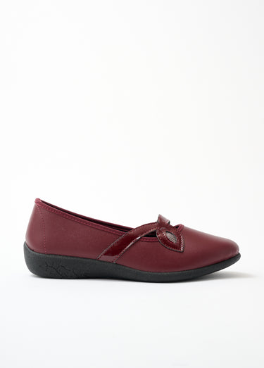 Ballerines croisées largeur confort cuir Bordeaux