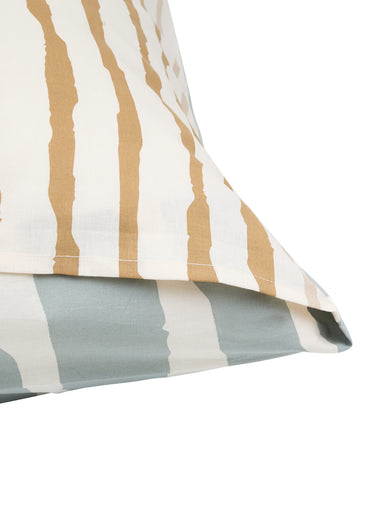 Parure de lit 3 pièces rayures 240x200cm FENIR Bleu / Beige