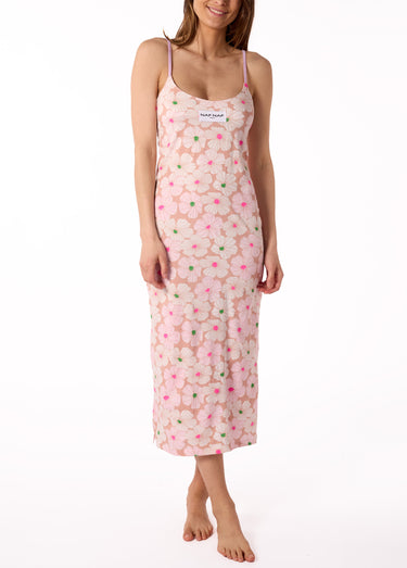 Chemise de nuit longue fines bretelles Imprime