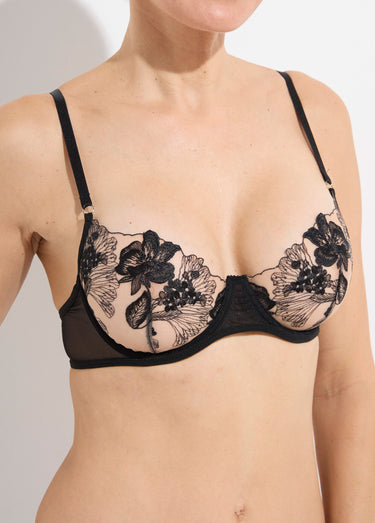 Ensemble dentelle irisée soutien gorge string Noir