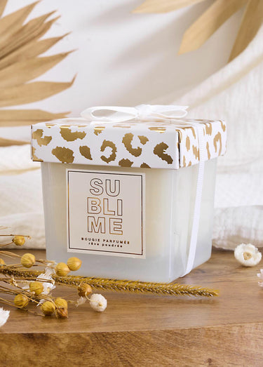 Bougie parfumée verre teinté à message Blanc