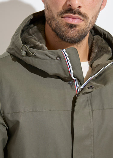 Parka à capuche intérieur fourrure Kaki