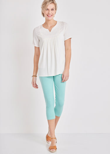 Legging court coton uni ou imprimé Uni vert d'eau