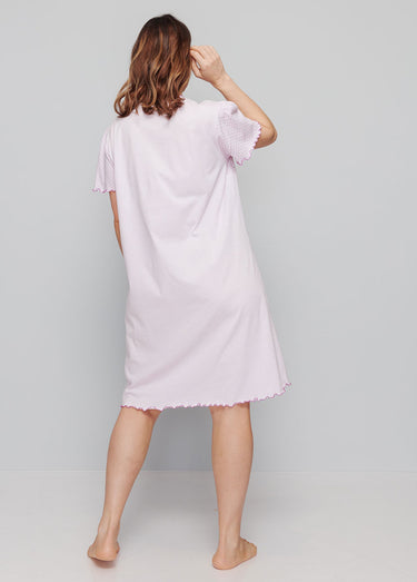 Chemise de nuit coton dentelle Rose Poudre