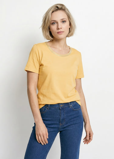 T-shirt manches courtes fantaisie cloutée Jaune