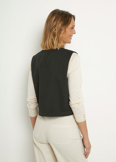 Gilet sans manches brodé style scandinave Noir