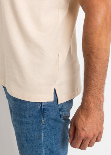 Polo manches courtes avec col mao Beige