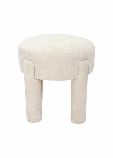 Tabouret en maille chenille et bois 1B Beige