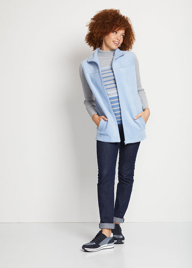 Blouson zippé sans manches polaire Bleu Ciel