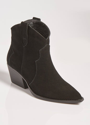 Boots western en suédine, style santiags Noir