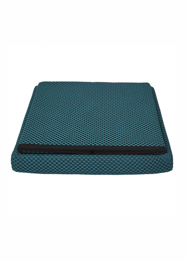 Pouf coffre pliable carré en mesh ATOME Bleu turquoise