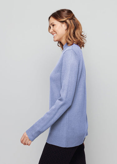 Pull col montant maille épaisse Bleu