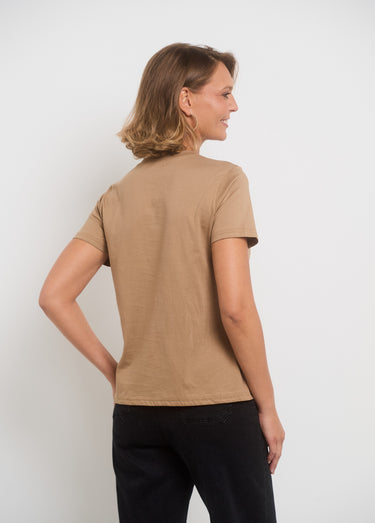 T-shirt manches courtes message "Madame" Camel