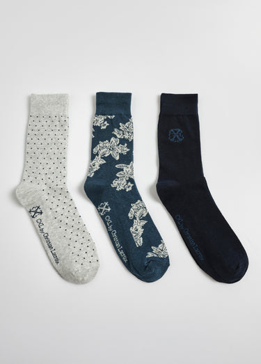 Chaussettes assorties motifs fantaisie Assortis Bleu