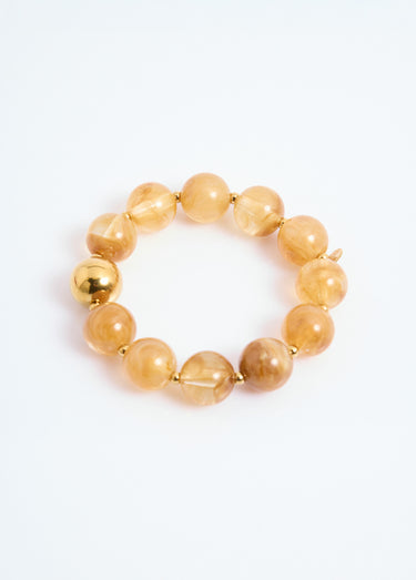 Bracelet perles rondes résine et métal Camel