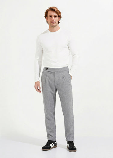 Pantalon chic à chevrons, aspect lainage Gris