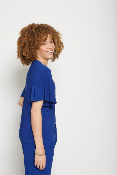 T-shirt court ample finition macramé Uni Bleu