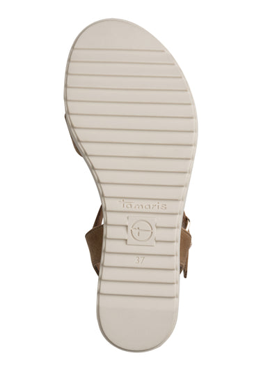 Sandales compensées avec brides croisées Beige