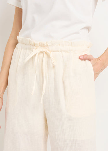 Pantalon large tendance, gaze de coton Blanc