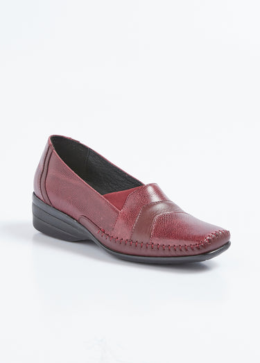 Mocassins compensés élastiqués en cuir Bordeaux