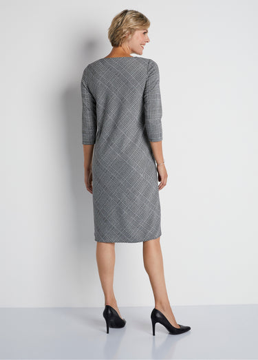 Robe courte droite jacquard carreaux Noir / Blanc