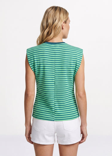 T-shirt maille fantaisie, broderie coeur Vert