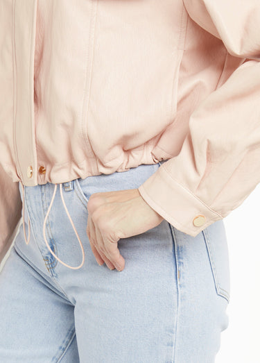 Blouson motard en simili cuir pastel Rose Clair