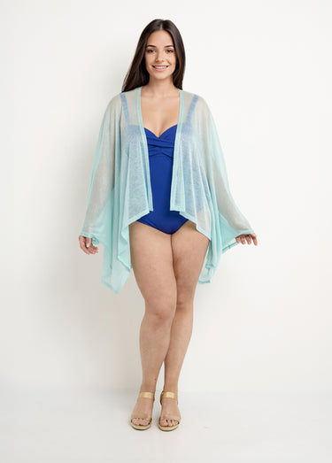 Kimono de plage emmanchures descendues Menthe