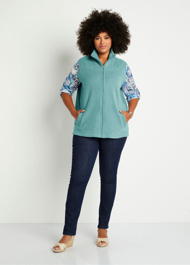 Blouson zippé sans manches polaire Vert Menthe