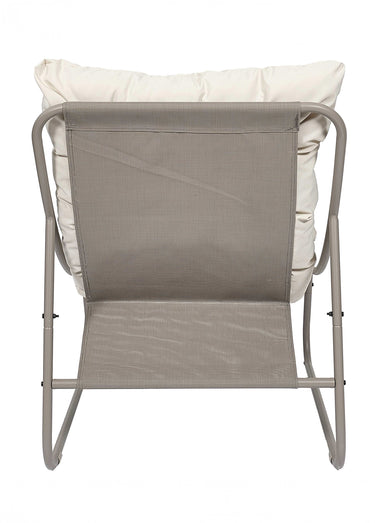 Fauteuil assise rembourrée et pied acier Beige