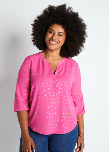 Tunique ample mi-longue manches 3/4 Rose