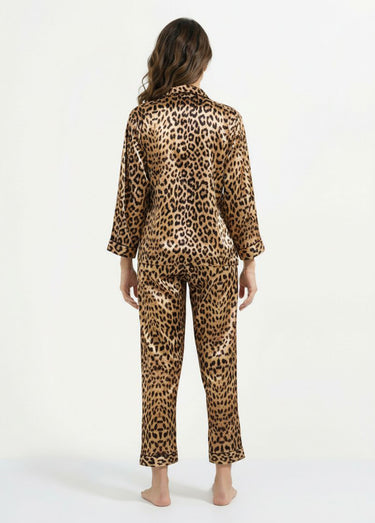 Pyjama 2 pièces satin sexy motif léopard Leopard
