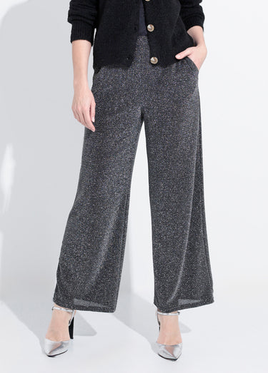 Pantalon élastiqué effet pailleté Argente