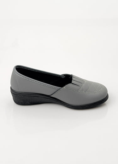 Mocassins cuir largeur confort élastiqués Gris